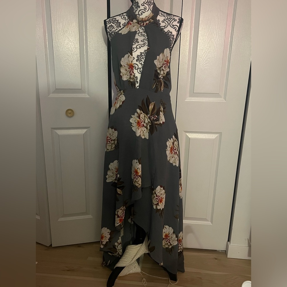 Floral Gray Maxi Dress